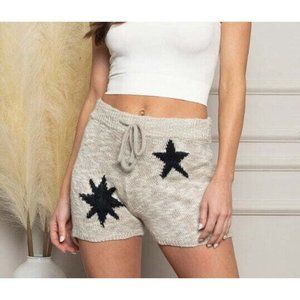 STORIA Morning Star Knit Shorts Women's Grey  Elastic Waist NWT!